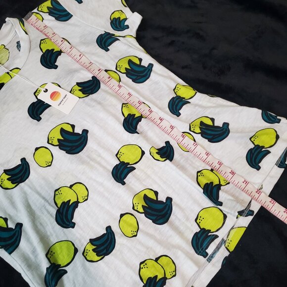 Marine Layer Women's Shirt sz XS white lemon printed Crew Neck short Sleeve New - Picture 6 of 12